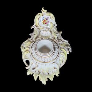 Antique Carl Thieme Dresden Porcelain candle stick candleholder floral gold gild